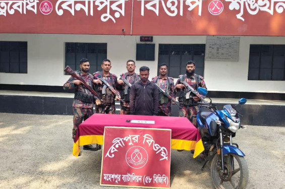 জীবননগর সিমান্তে ৬৬ লাখ টাকার স্বর্ণের বার সহ যুবক আটক
