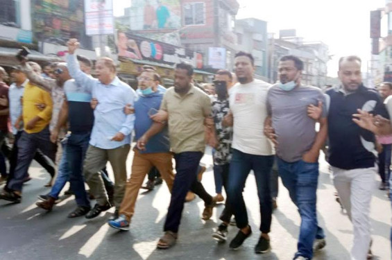 অবরোধের শেষ দিনে সিলেট মহানগর বিএনপির বিক্ষোভ মিছিল