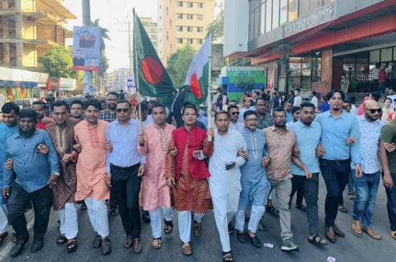 প্রতিষ্ঠাবার্ষিকীতে সিলেট জেলা যুবলীগের শান্তি ও উন্নয়ন শোভাযাত্রা