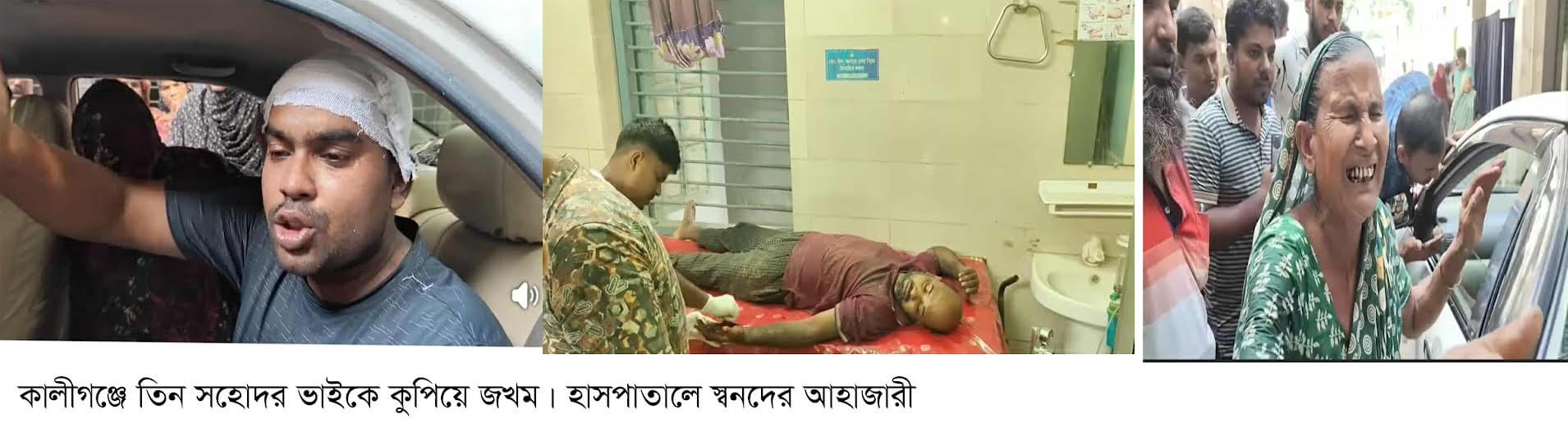 কালীগঞ্জে তিন সহোদর ভাইকে কুপিয়ে জখম,গুরুতর আহত দুই
