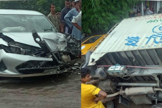 নরসিংদীর ঘোড়াশালে প্রাইভেটকার ও কাভার্ডভ্যানের মুখোমুখি সংঘর্ষ, দুই প্রকৌশলী আহত