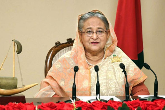 জাতির উদ্দেশে ভাষণ দিচ্ছেন শেখ হাসিনা