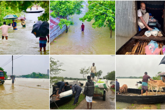 সিলেটে ৪ লাখ মানুষ পানিবন্দী, বিদ্যুৎ উপকেন্দ্রও বন্ধের পথে