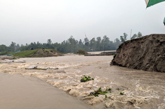 কুড়িগ্রামে বাঁধ ভেঙে ২০ গ্রামের মানুষ পানিবন্দি