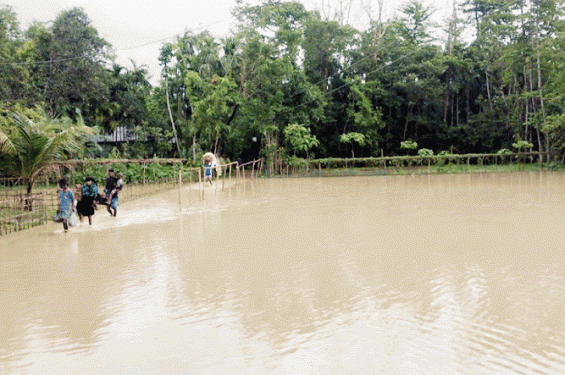 জকিগঞ্জে সুরমা-কুশিয়ারা নদীর পানি বিপৎসীমার উপরে