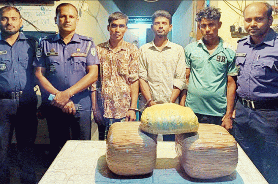 আজমিরীগঞ্জে দুই লাখ টাকার গাঁজাসহ আটক ৩