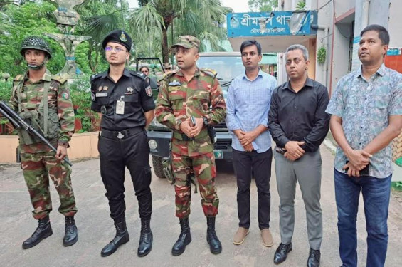 সেনাবাহিনীর সহায়তায় শ্রীমঙ্গল থানাতে পুলিশি কার্যক্রম শুরু