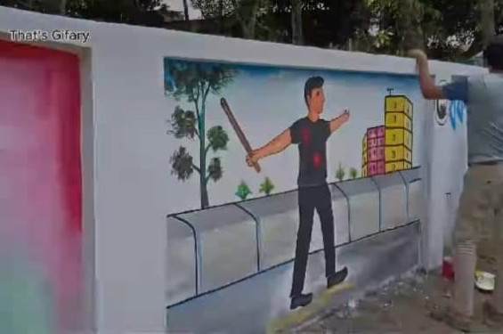 ঝিনাইদহের কোটচাঁদপুর  শিক্ষার্থীদের পরিস্কার-পরিচ্ছন্ন অভিযান-দেয়ালে গ্রাফিতি অংকনের কাজ অব্যাহত