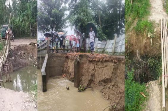 সড়ক ভেঙ্গে বেহাল দশা, ভোগান্তির শেষ নেই এলাকাবাসীর