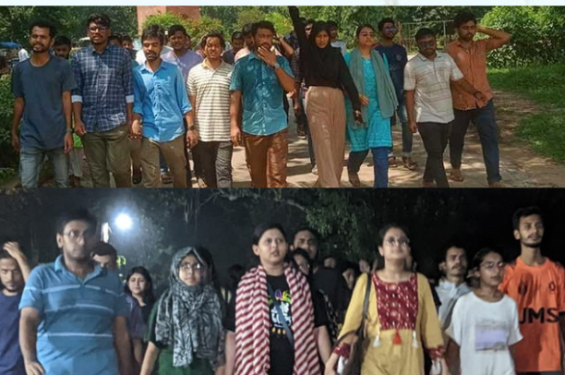 জাবিতে বিচার বহির্ভূত হত্যাকান্ডের প্রতিবাদে শিক্ষার্থীদের বিক্ষোভ মিছিল