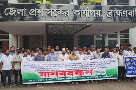 ব্রাহ্মণবাড়িয়ায় পল্লী বিদ্যুৎ সমিতির মানববন্ধন