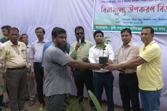 ঝিনাইদহে কৃষকদের মাঝে ৭ হাজার গাছের চারা ও জৈব সার বিতরণ