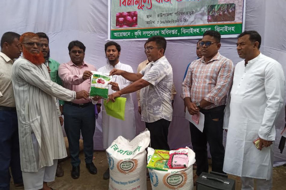 ঝিনাইদহে ১৫ শত কৃষকের মাঝে বিনামূল্যে সার, বীজ ও কৃষি উপকরণ বিতরণ