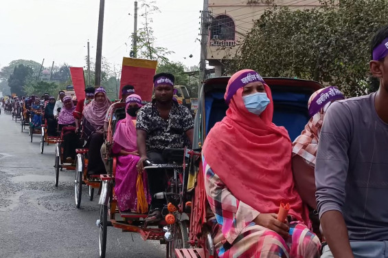 ঝিনাইদহে আন্তর্জাতিক নারী দিবস উপলক্ষে মানববন্ধন ও রিক্সা র‌্যালী