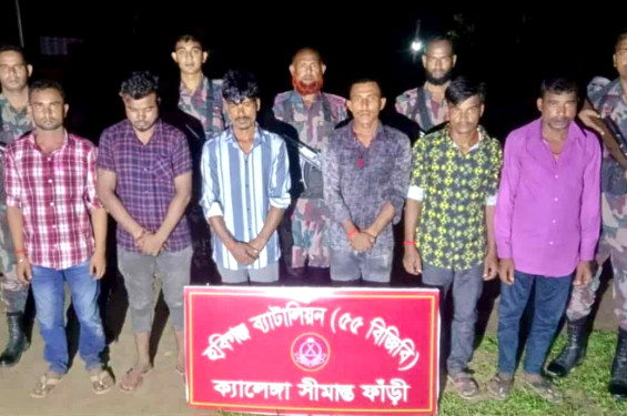 চুনারুঘাট সীমান্তে ৬ বাংলাদেশিকে আটক করেছে বিজিবি