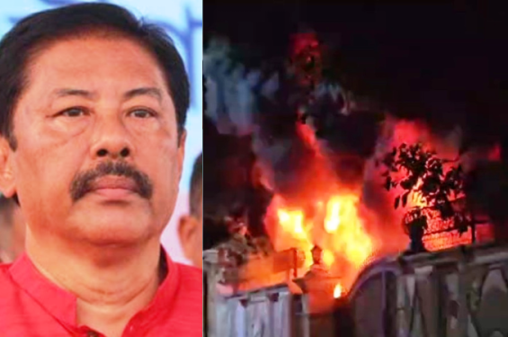 বান্দরবানে রাতে সাবেক মন্ত্রী বীর বাহাদুরের বাসায় অগ্নিসংযোগ