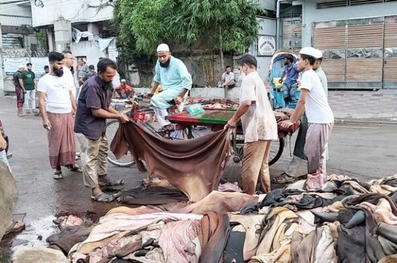 পোস্তায় কাঁচা চামড়ার সরবরাহ কম, দামে হতাশ মৌসুমি ব্যবসায়ীরা