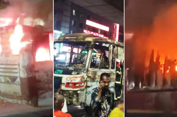 মিরপুর-বাড্ডায় ৩ বাসে আগুন, যাত্রাবাড়ীতে ককটেল বিস্ফোরণ