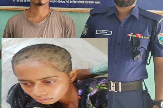 নওগাঁয় স্ত্রীর মাথার চুল কেটে নেয়া  স্বামী গ্রেফতার