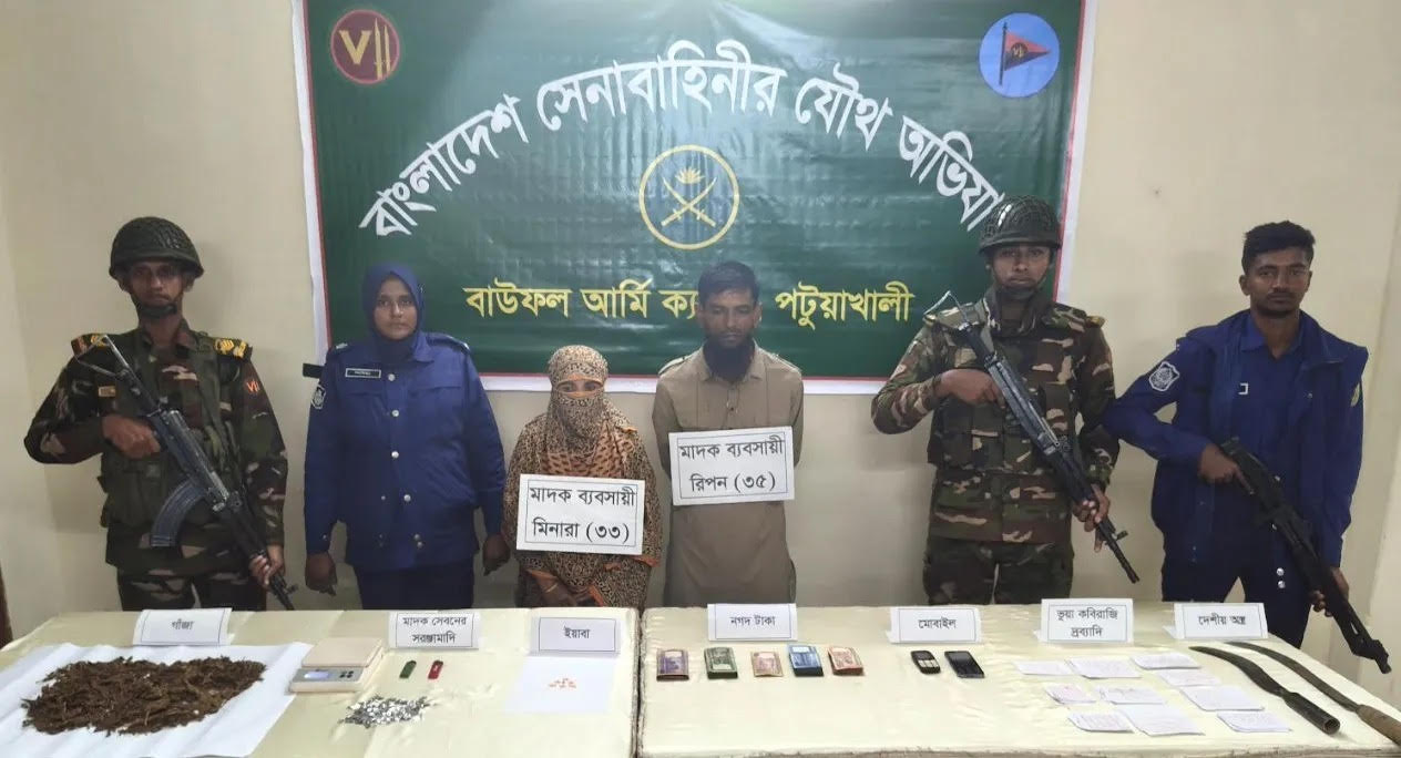 বাউফলে মাদকসহ দম্পতি আটক