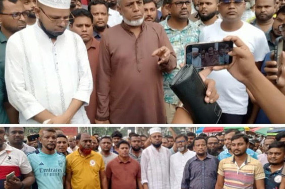 বেনাপোলে পণ্য পরিবহন বন্ধ রেখে বন্দর চেয়ারম্যানের পদত্যাগ দাবি