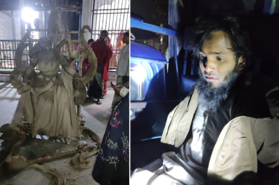 ফরিদপুরে ধাক্কা দিয়ে নির্মাণাধীন সরস্বতী প্রতীমা ভাঙায় যুবক গ্রেপ্তার