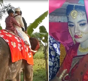 ‘শখ পূরণে হাতি-ঘোড়ার শোভাযাত্রায় পালকিতে বিয়ে’